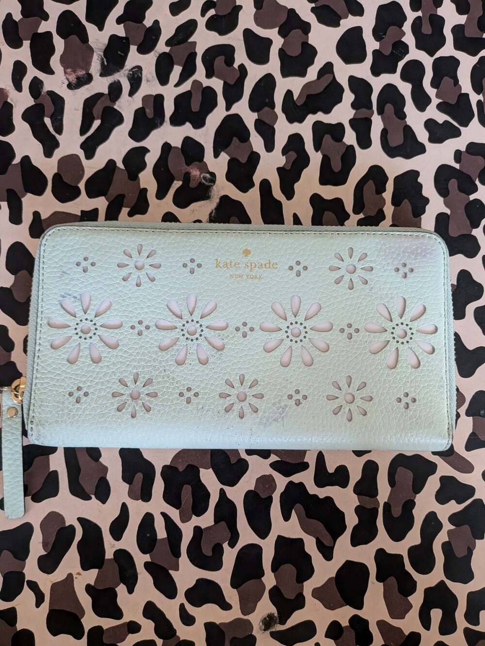 Kate Spade New York Perforated Floral Leather Zip Around Continental Wallet